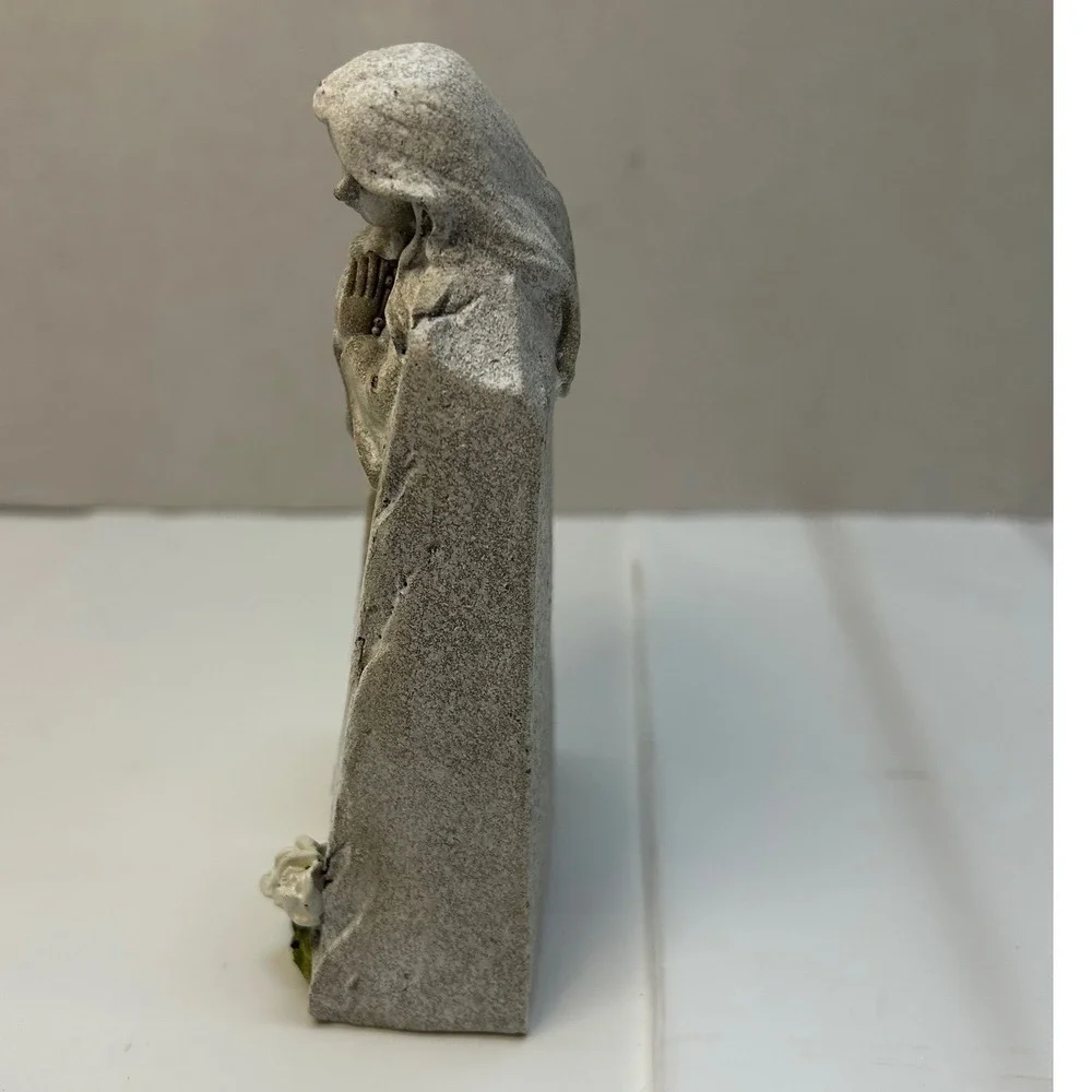 In Loving Memory Angel Statue Memorial Grave Marker Tribute Stone Figurine Grey